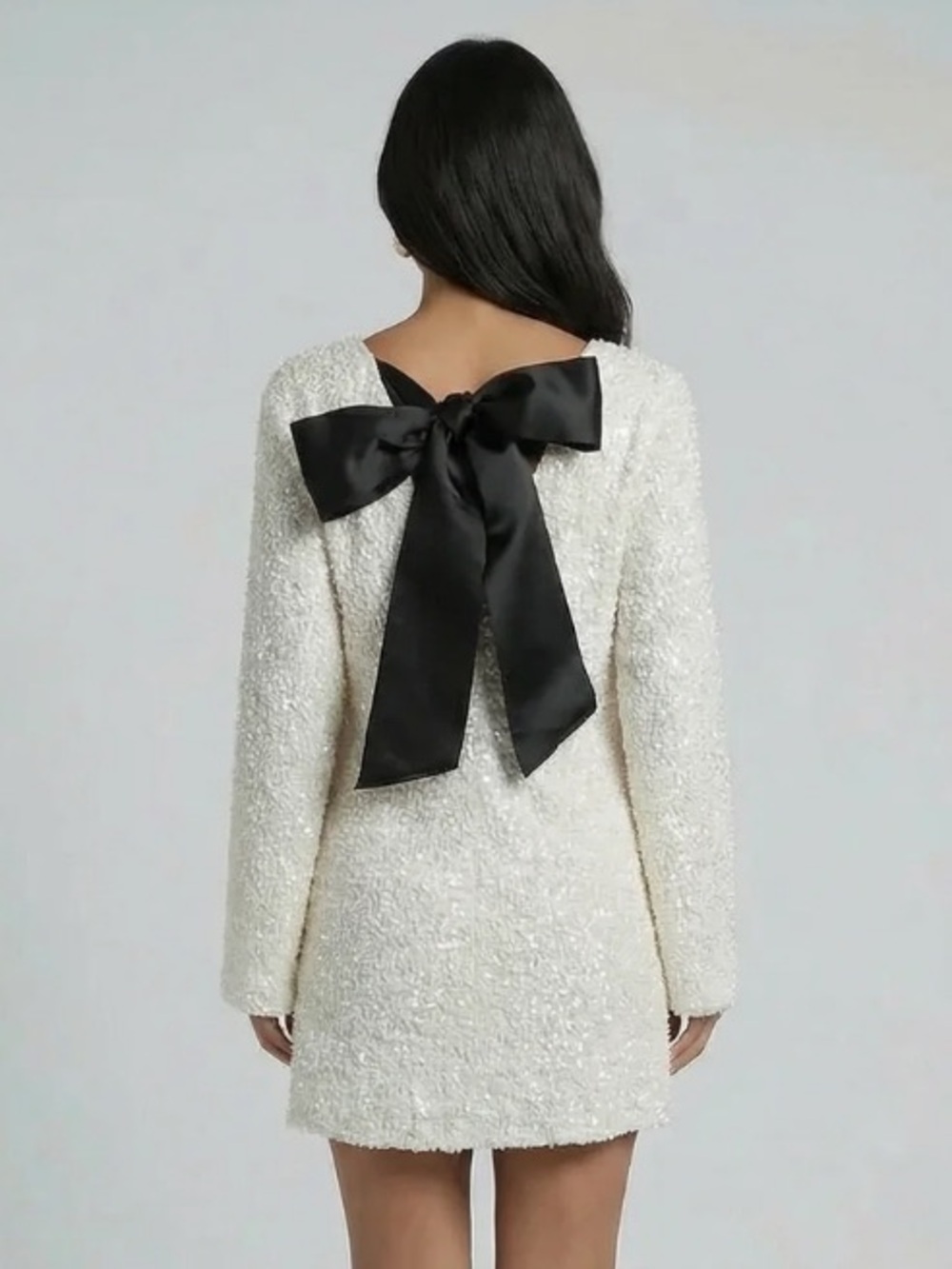 Cocktail Long Sleeve Mini Dress with Back Bow